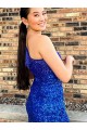 Velvet Sequin One Shoulder Sheath Royal Blue Homecoming Dresses Canada Factory