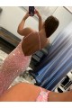 Velvet Sequin One Shoulder Sheath Pink Prom Dress Canada Factory