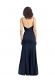 Stretch Crepe Scoop Neck Low Back Sheath Dark Navy Prom Dress Canada Factory