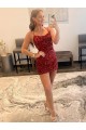 Velvet Sequin Spaghetti Straps Sheath Burgundy Prom Dress Canada Factory