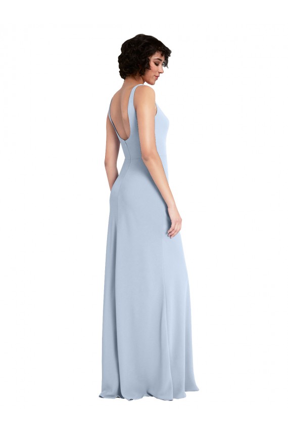 Stretch Crepe Square Neck Sheath Light Sky Blue Prom Dress Canada Factory