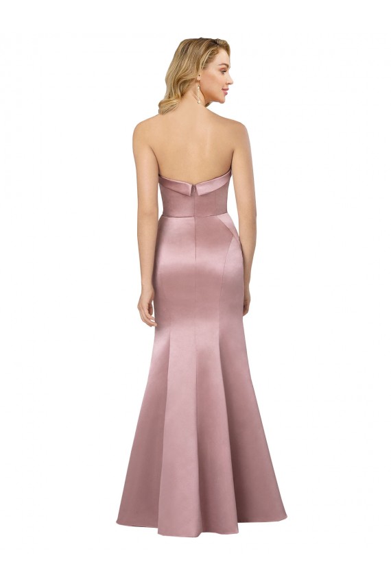 Satin Strapless Low Back Sheath Light Sky Blue Prom Dress Canada Factory
