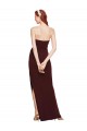 Stretch Crepe Strapless Sheath Burgundy Gold Prom Dress Canada Factory