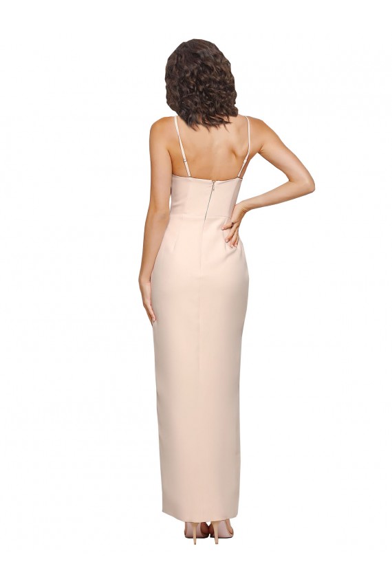 Stretch Crepe Strapless Low Back Sheath Nude Prom Dress Canada Factory