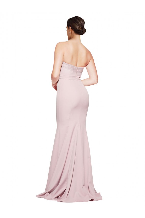 Stretch Crepe Strapless Low Back Sheath Mauve Prom Dress Canada Factory