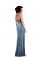 Stretch Velvet Strapless Low Back Sheath Dusty Blue Prom Dress Canada Factory