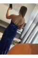 Velvet Sequin Strapless Sheath Fuchsia Prom Dress Canada Factory