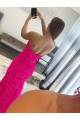 Velvet Sequin Strapless Sheath Fuchsia Prom Dress Canada Factory