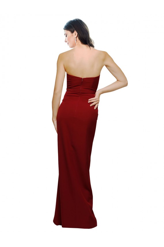 Stretch Crepe Sweetheart Low Back Sheath Burgundy Prom Dress Canada Factory