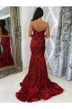 Velvet Sequin Sweetheart Sheath Burgundy Prom Dress Canada Factory