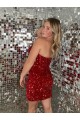 Velvet Sequin Sweetheart Short Sheath Burgundy Prom Dress Canada Factory
