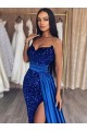 Velvet Sequin Sweetheart Sheath Royal Blue Prom Dresses Canada Factory
