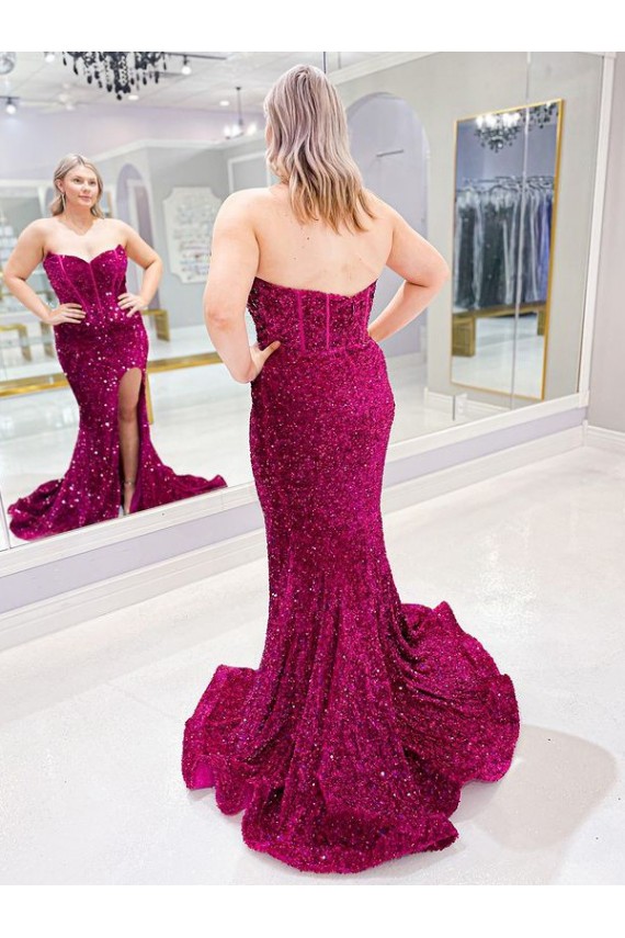 Velvet Sequin Sweetheart Sheath Prom Dress Canada Factory