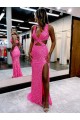 Velvet Sequin V-Neck Long Sweep Train Sheath Prom Dress Canada Factory