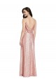 Sequin V-Neck Low Back Sheath Rose Gold Prom Dress Canada Factory