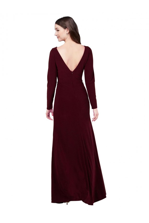 Spandex V-Neck V-Back Sheath Burgundy Gold Prom Dress Canada Factory