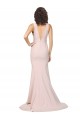 Stretch Crepe V-Neck V-Back Sheath Pink Black Tie Prom Dress Canada Factory