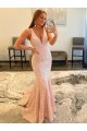 Velvet Sequin V-Neck Sweep Train Sheath Prom Dress Canada Factory