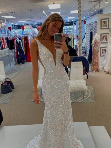 Velvet Sequin V-Neck Sheath Prom Dresses Canada Factory