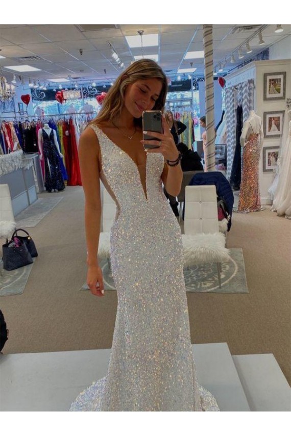 Velvet Sequin V-Neck Sheath Prom Dresses Canada Factory