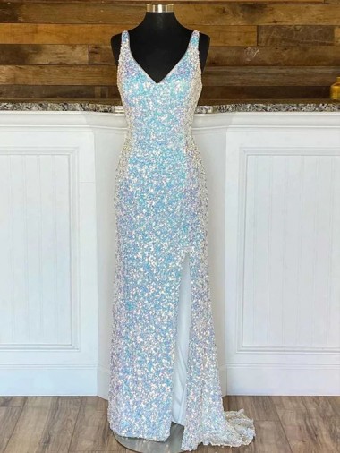 Velvet Sequin V-Neck Sheath Prom Dress Canada Factory