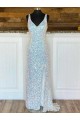 Velvet Sequin V-Neck Sheath Prom Dress Canada Factory
