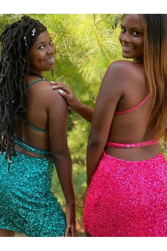 Velvet Sequin V-Neck Sheath Dark Green Prom Dress Canada Factory