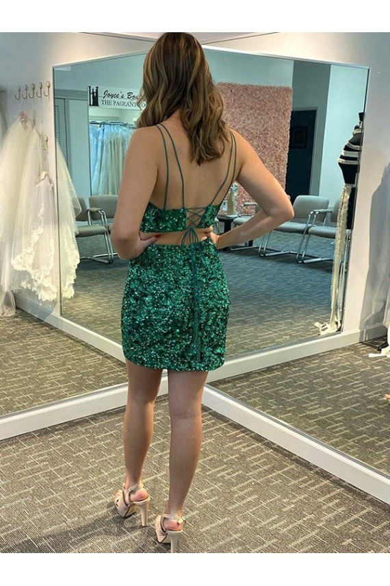 Velvet Sequin V-Neck Sheath Shamrock Green Prom Dress Canada Factory