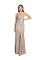 Sequin & Sparkling Sequin High Neck V-Back Sheath Silver Prom Dress Canada Factory