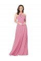 Soft Chiffon Halter Neck Keyhole Back A-Line Skin Pink Prom Dress Canada Factory