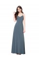 Spandex V-Neck Low Back A-Line Slate Grey Prom Dress Canada Factory