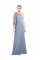 Stretch Crepe One Shoulder Sheath Smoke Blue Prom Dress Canada Factory