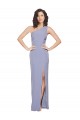 Stretch Crepe One Shoulder Sheath Smoke Blue Long Prom Dress Canada Factory