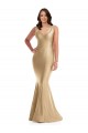 Silky Satin V-Neck V-Back Mermaid Soft Gold Plus Size Formal Prom Dress Canada Factory