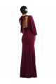 Stretch Crepe Bateau Neck Open Back Trumpet Burgundy Gold Long Prom Dress Canada Factory
