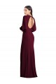 Stretch Crepe Bateau Neck Open Back Trumpet Burgundy Gold Prom Dress Canada Factory