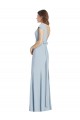 Stretch Crepe Bateau Neck Open Back Trumpet Light Sky Blue Prom Dress Canada Factory