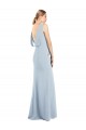 Stretch Crepe Bateau Neck Backless Trumpet Light Sky Blue Prom Dress Canada Factory