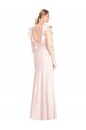 Stretch Crepe Bateau Neck Open Back Trumpet Pink Long Prom Dress Canada Factory