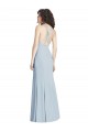 Stretch Crepe Halter Neck Criss Cross Open Back Trumpet Light Sky Blue Long Prom Dress Canada Factory