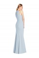 Stretch Crepe Halter Neck Keyhole Back Trumpet Light Sky Blue Prom Dress Canada Factory