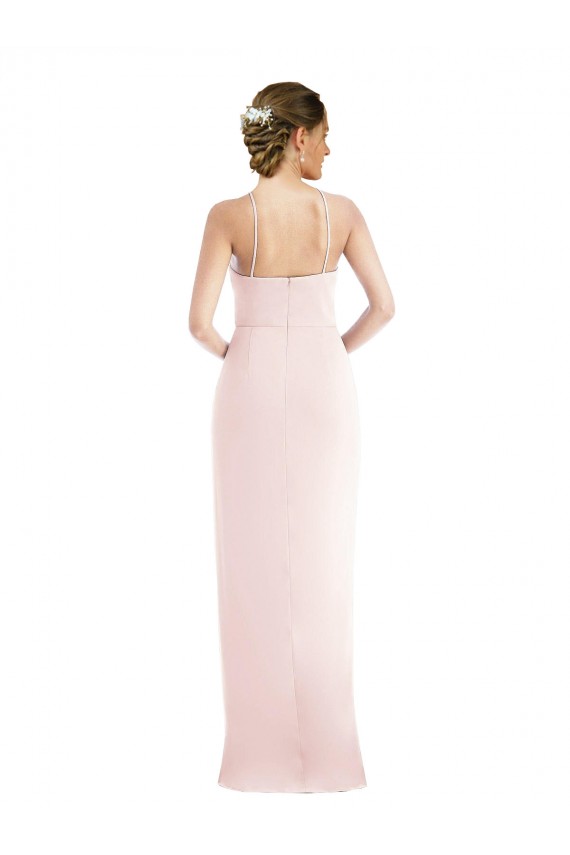 Stretch Crepe Halter Neck Trumpet Pink Prom Dress Canada Factory