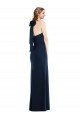 Stretch Crepe High Neck Open Back Trumpet Dark Navy Prom Dress Canada Factory