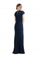 Stretch Crepe Off the Shoulder Keyhole Back Trumpet Dark Navy Prom Dress Canada Factory