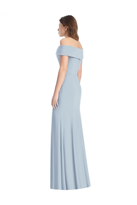 Stretch Crepe Off the Shoulder Trumpet Light Sky Blue Long Prom Dress Canada Factory