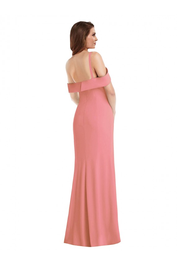 Stretch Crepe One Shoulder Low Back Trumpet Hot Pink Prom Dress Canada Factory