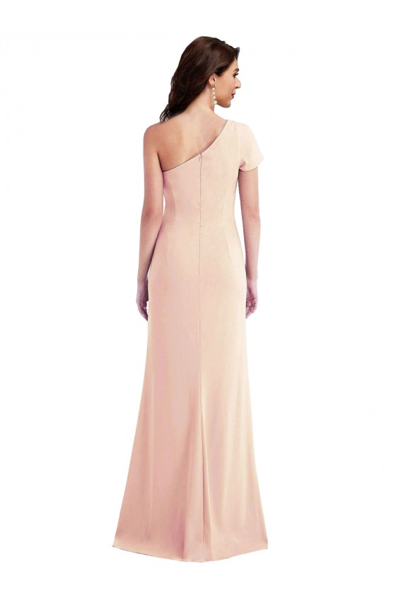 Stretch Crepe One Shoulder Trumpet Nude Prom Dress Canada Factory
