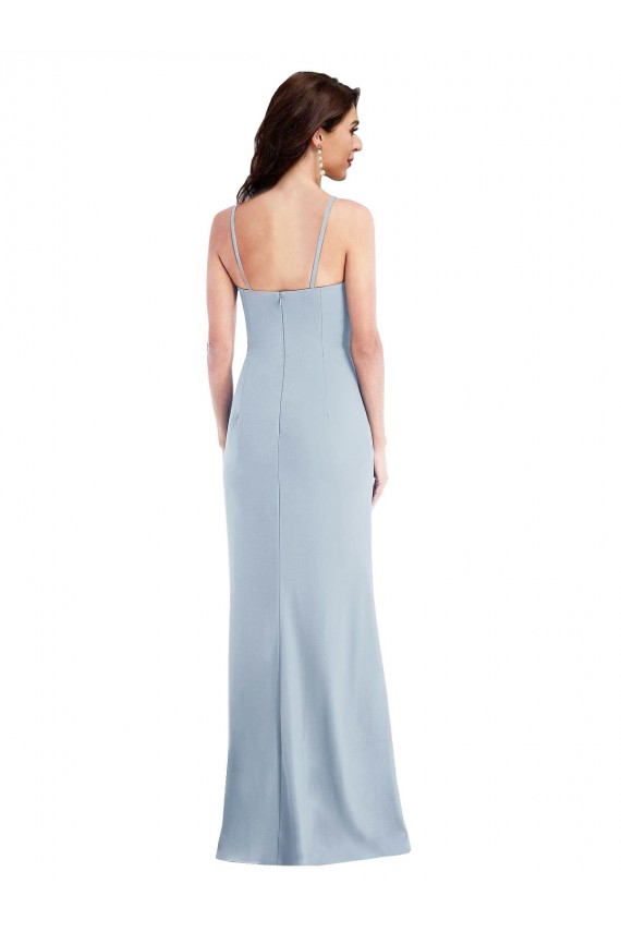 Stretch Crepe Spaghetti Straps Trumpet Light Sky Blue Prom Dress Canada Factory