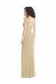 Stretch Crepe Square Neck Low Back Trumpet Champagne Prom Dress Canada Factory