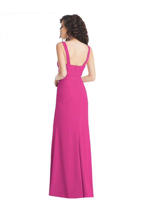 Stretch Crepe Square Neck Low Back Trumpet Fuchsia Prom Dress Canada Factory